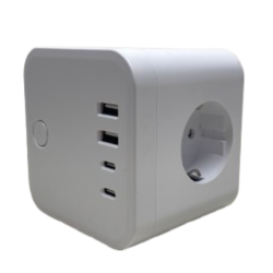 GM3CU-NR | GES Multifunctional Surge Protector 3 Outlets Shucko, 230V, 2 Type A USB, 2 Type C USB, 2M Cable