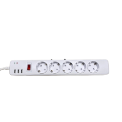 GM5U-NR | GES Multifunctional Surge Protector 5 Outlets Shucko, 230V, 3 USB, 2M Cable
