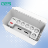 GM6CU-SR | GES Multifunctional Surge Protector 6 Outlets Shucko, 230V, 3 USB A, 1 USB C, 2M Cable with Box